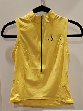 Shebeest Women's Sleeveless Yellow Zip-Front Women's Top